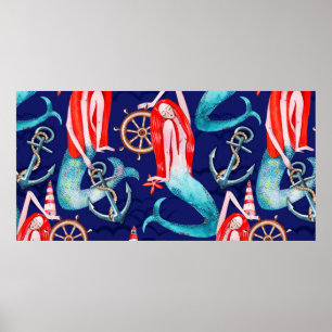 Affiche Aquarelle motif mer