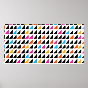 Affiche Aquarelle motif moderne avec triangles bleus. Mer