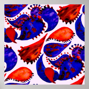 Affiche Aquarelle motif sans couture avec cachemire. Abstr