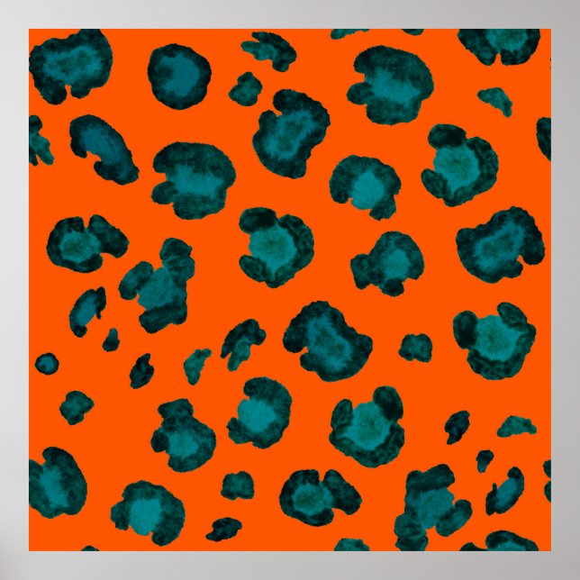 Affiche Aquarelle motif sans couture avec peau de léopard. (Devant)