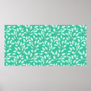 Affiche Aquarelle motif transparent avec feuilles verts do