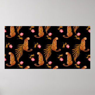 Affiche Aquarelle motif transparent avec guépards