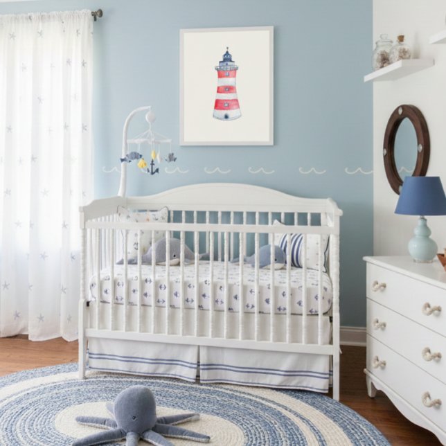 Affiche Aquarelle Nautique Ocean Lighthouse Décor (Créateur téléchargé)