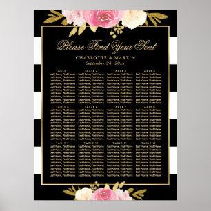 Affiche Aquarelle noire Mariage floral Graphique 12