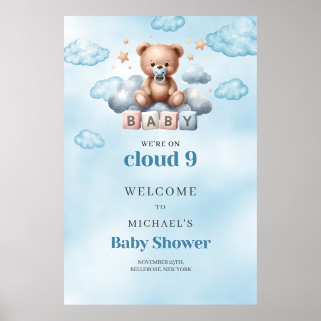 Affiche Aquarelle nous sommes sur le baby shower de neuf g (Devant)
