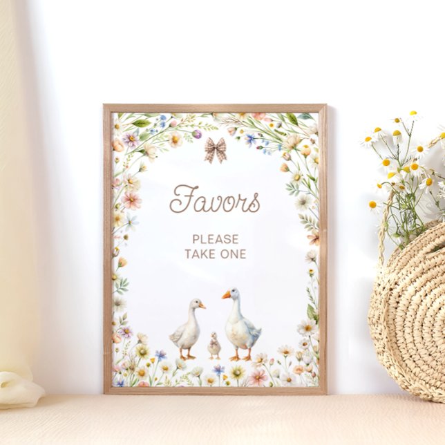 Affiche Aquarelle Oie Fleur sauvage Baby shower Faveurs (Créateur téléchargé)