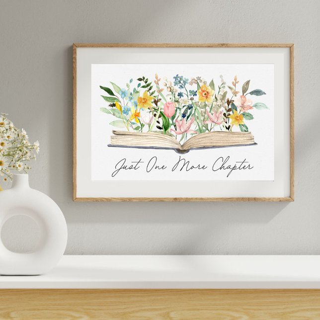 Affiche Aquarelle Open Livre avec Fleurs Floral Aesthétiqu (In situ)