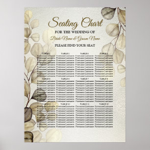 Affiche Aquarelle Or Eucalyptus Foliage Mariage brillant
