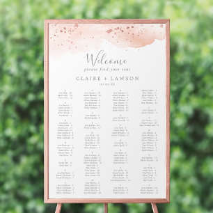 Affiche Aquarelle or rose Diagramme de siège alphabétique