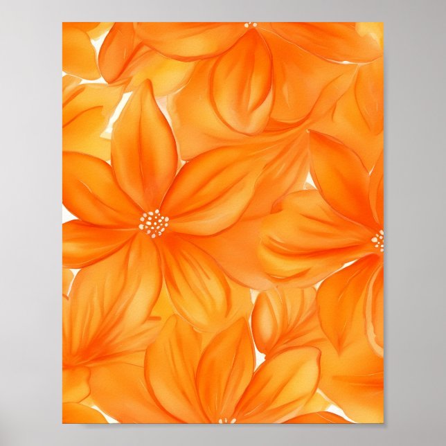Affiche Aquarelle orange floral botanique dynamique (Devant)