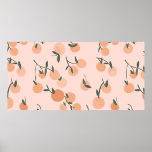 Affiche Aquarelle orange fruits sans couture motif