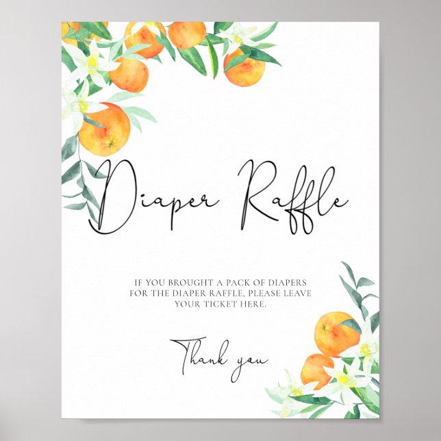 Affiche Aquarelle oranges diaper tombole (Devant)