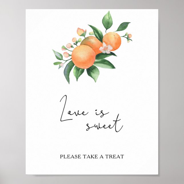 Affiche Aquarelle oranges - l'amour est doux, prenez une f (Devant)