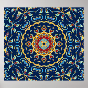 Affiche Aquarelle orientale moquette Mandala florale