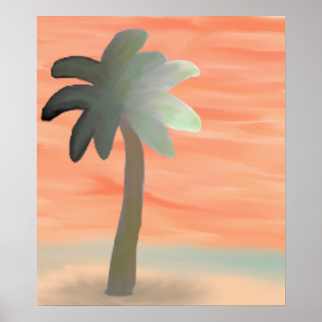 Affiche Aquarelle Palm Tree (Devant)