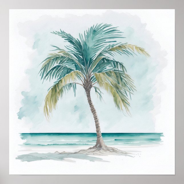 Affiche Aquarelle Palm Tree Peinture (Devant)