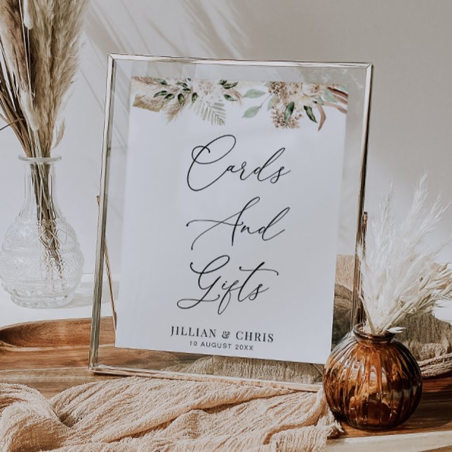 Affiche aquarelle pampas carte florale et signe cadeaux (Créateur téléchargé)