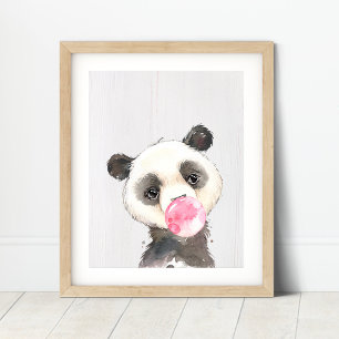 Affiche Aquarelle Panda bulle pépinière Art Imprimer