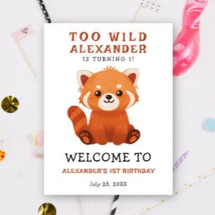 Affiche Aquarelle Panda roux mignon 1er anniversaire