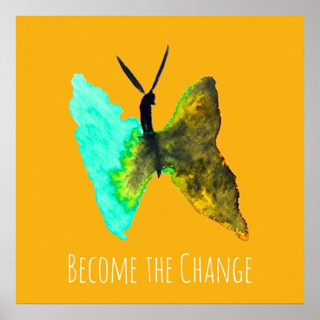 Affiche Aquarelle papillon aqua joli (Devant)