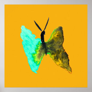 Affiche Aquarelle papillon aqua joli