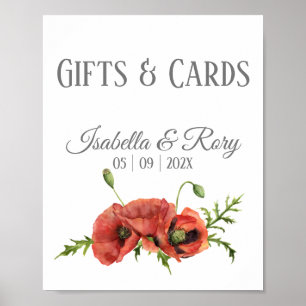 Affiche Aquarelle Papillons rouges Cadeaux de mariage Sign