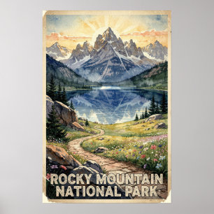 Affiche Aquarelle Parc National des Montagnes Rocheuses Ré
