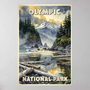 Affiche Aquarelle Parc national Olympique Rétro