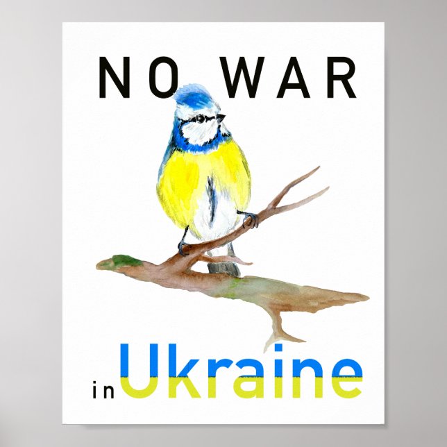 Affiche Aquarelle Pas de guerre en Ukraine (Devant)