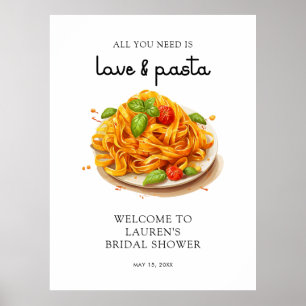 Affiche Aquarelle Pasta Fête des mariées italienne Bienven