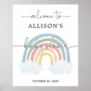Affiche Aquarelle pastel arc-en-ciel signe de bienvenue