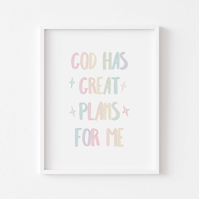 Affiche Aquarelle pastel Dieu a de grands plans pour moi (Créateur téléchargé)