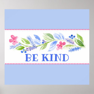 Affiche Aquarelle Pastel Floral SOIS GENTIL