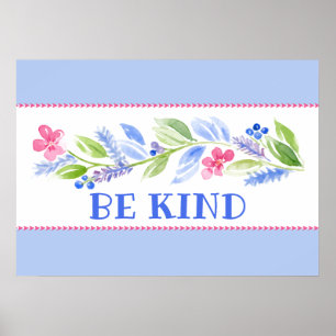 Affiche Aquarelle Pastel Floral SOIS GENTIL
