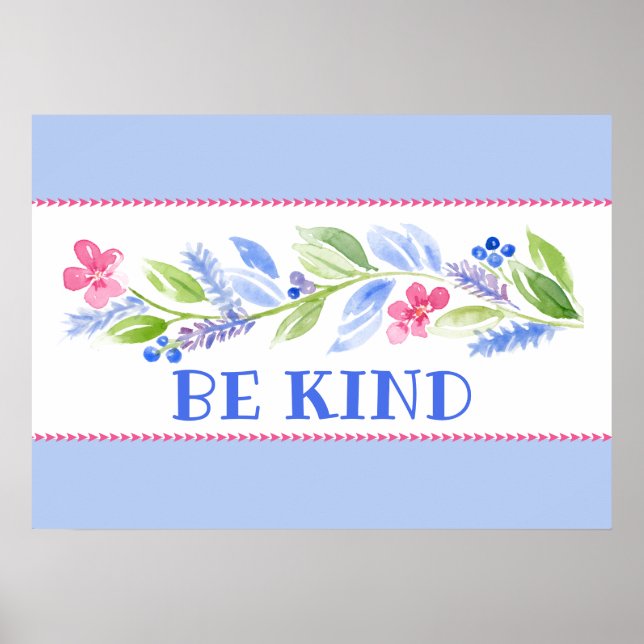 Affiche Aquarelle Pastel Floral SOIS GENTIL (Devant)