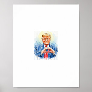 Affiche Aquarelle patriotique Trump cœur mains