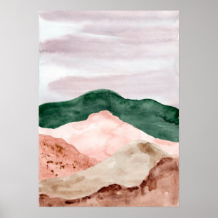 Affiche Aquarelle paysage de montagne abstrait. Art modern