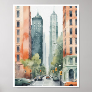 Affiche Aquarelle Paysages urbains motif Wall Art