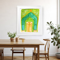 Aquarelle Peacock Door Jaipur City Palace Vert