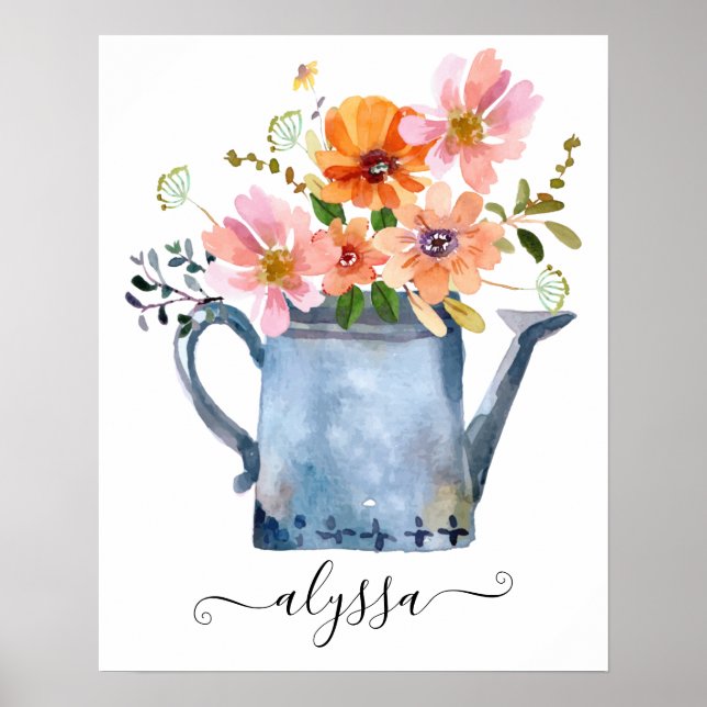 Affiche Aquarelle peinte à la main Floral (Devant)