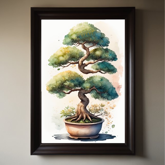 Affiche Aquarelle Peinture de Bonsai Tree en Pot (Créateur téléchargé)