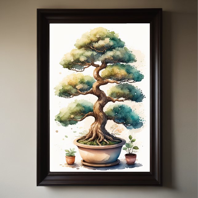 Affiche Aquarelle Peinture de Bonsai Tree en Pot II (Créateur téléchargé)