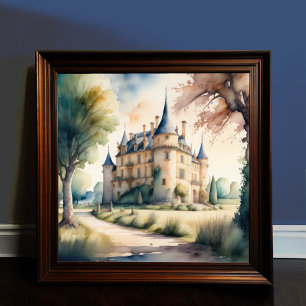 Affiche Aquarelle Peinture de Château Français