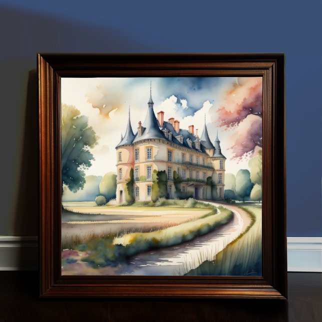 Affiche Aquarelle Peinture de Château Français (Créateur téléchargé)