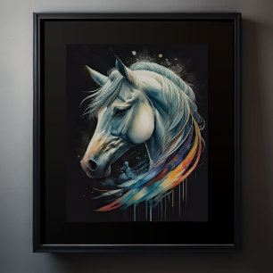 Affiche Aquarelle Peinture de cheval