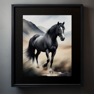 Affiche Aquarelle Peinture de cheval