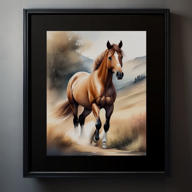 Affiche Aquarelle Peinture de cheval (Créateur téléchargé)