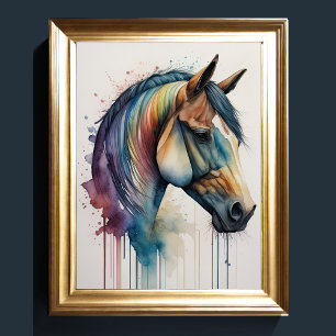 Affiche Aquarelle Peinture de cheval