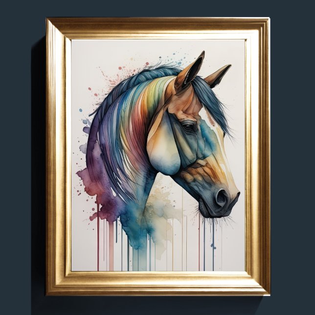 Affiche Aquarelle Peinture de cheval (Créateur téléchargé)