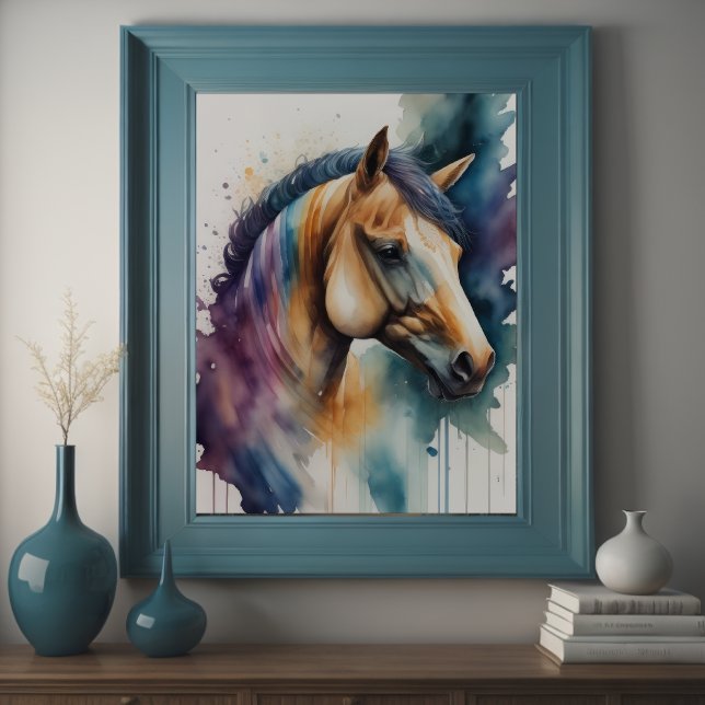 Affiche Aquarelle Peinture de cheval (Créateur téléchargé)